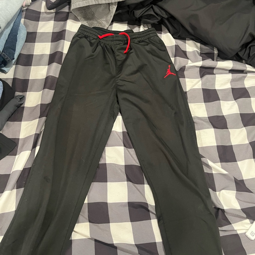 Jordan Men's Black Joggers with Red Details